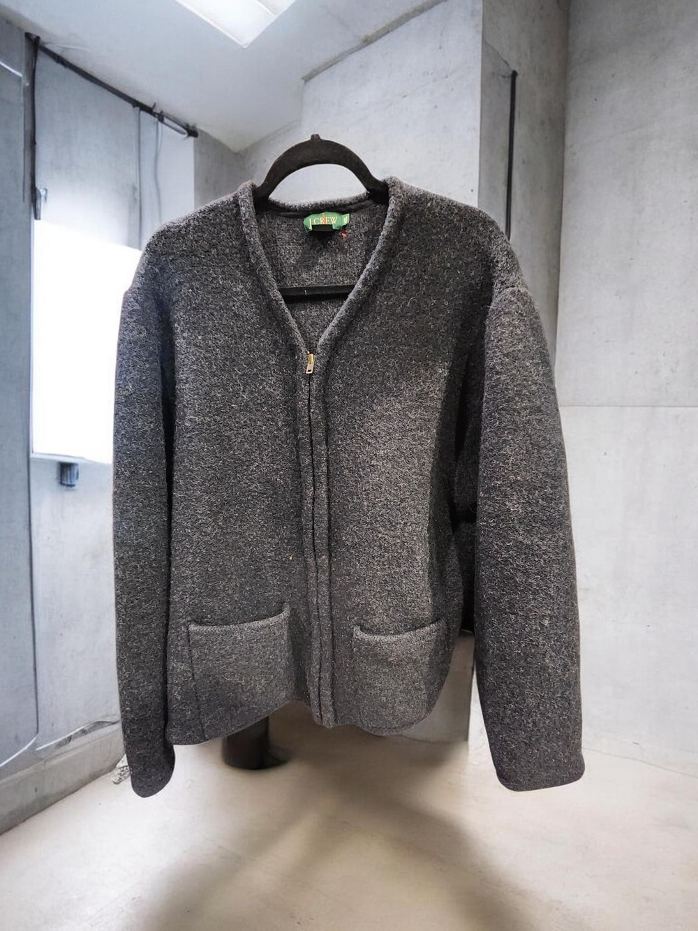 J. Crew Charcoal Gray Zip-Up Knit Sweater Jacket Size XXL